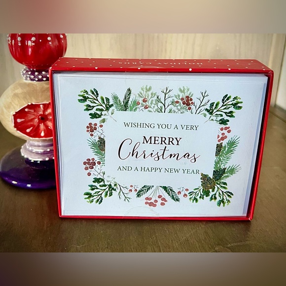 Graphique Other - Festive Holiday Greeting Card Set - Red and Green with Holiday Greenery